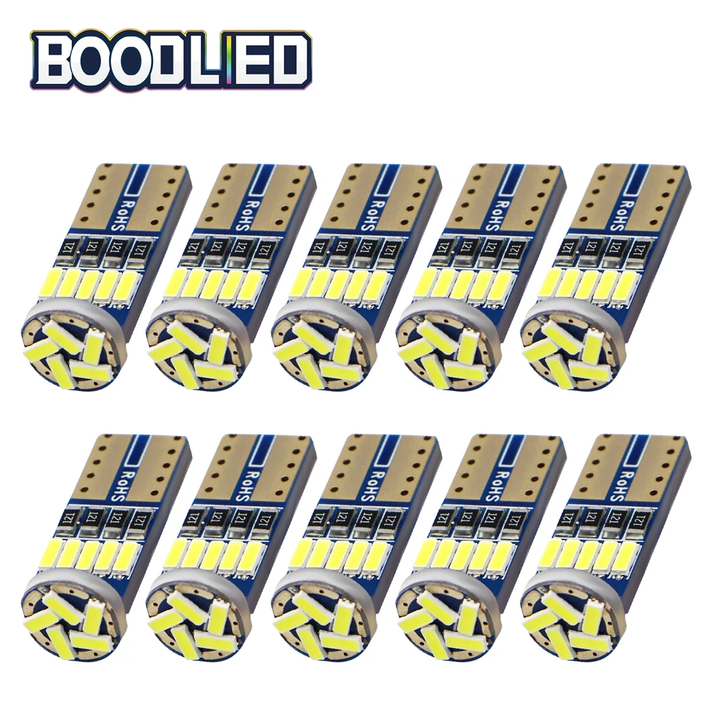 

10pcs T10 W5W 194 LED Canbus Bulbs 4014 SMD 15 LED Bulbs White Error Free Car Auto Wedge Interior Light Dome Map Trunk Lamp 12V