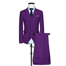 (Jacket + Pants + Vest) Nova Moda Formal Dos Homens Coloridos Formais Ternos Terno Masculino
