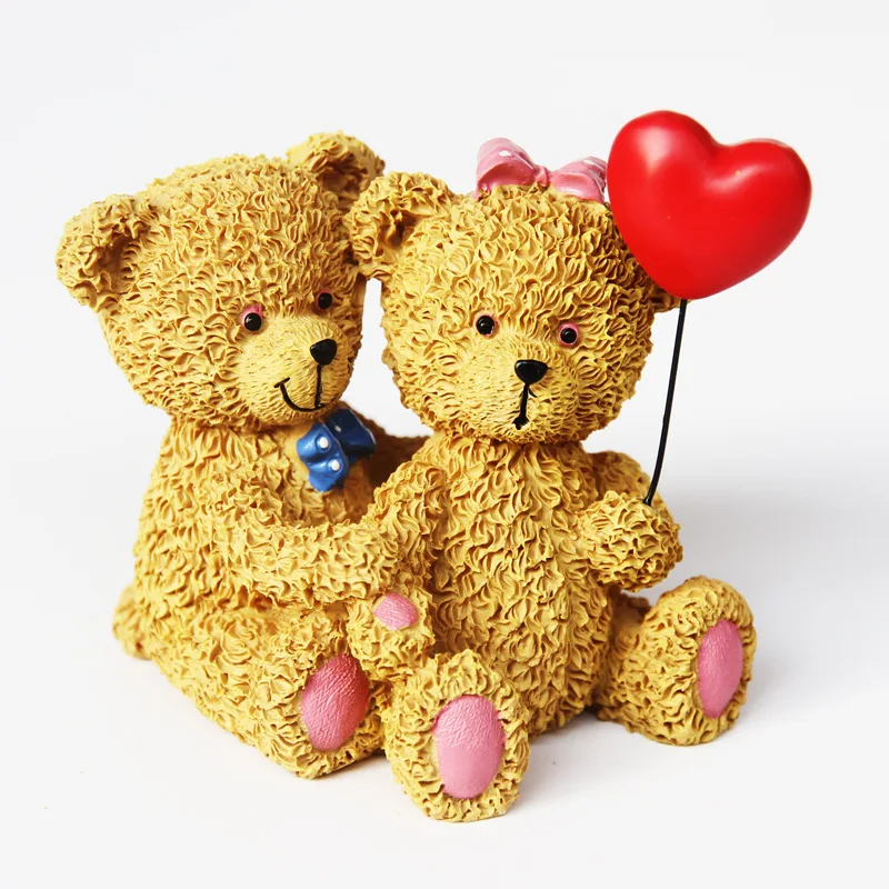 

Painted Resin Crafts Teddy Bear Festive Gifts Home Decoration Accessories Birthday Gifts Couple Bear Miniature Figurines