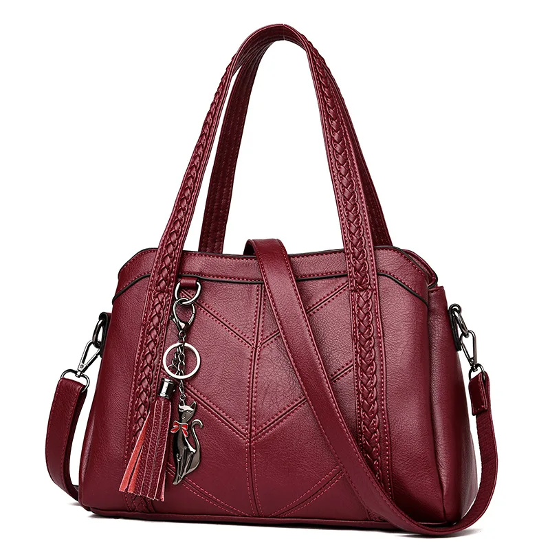  Women Handbag Genuine Leather Tote Bags Tassel Luxury Women Shoulder Bags Ladies Leather Handbags W - 32916946717