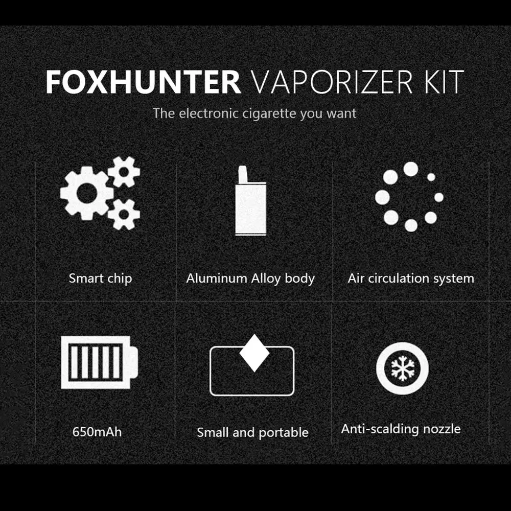 Электронная сигарета мод FZCVAPE Foxhunter Vape коробка мод 650mAh Подогрев батареи переменное напряжение электронная сигарета испаритель мод