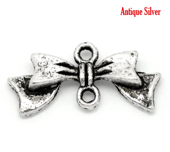 

DoreenBeads Zinc metal alloy Connectors Findings Bowknot Antique Silver Bowknot Pattern color 20mm x 10mm ,15 PCs