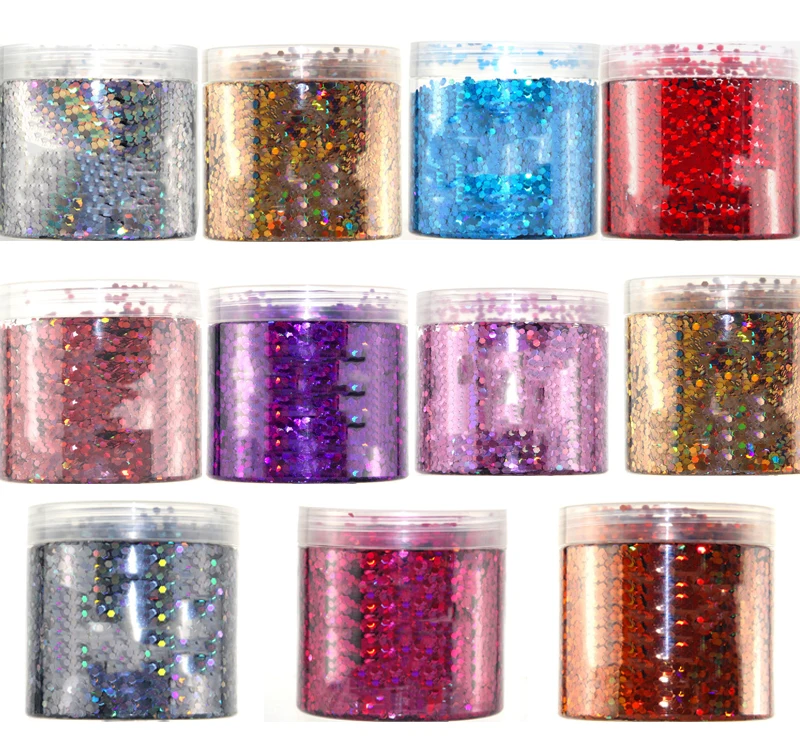 11 лазерных голографических цветов 3 мм (0 125) Spangles Glitter Holo Hex 50 г/пакет Slime для