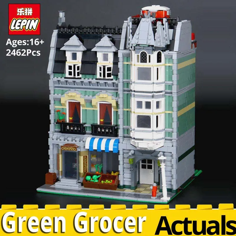 

LEPIN City Street 15008 Green Grocer Model Building Blocks Bricks Toys for children Funny Kit legoing city 10185 Christmas Gift