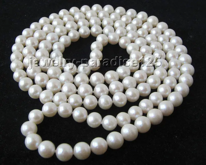 

FREE SHIPPING HOT sell new Style >>>> Charming AAA 50" 9-10mm natural white round freshwater pearl necklace
