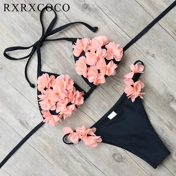 

RXRXCOCO 2018 Hot Cheeky Style Brazilian Bikini Set Sexy Floral Swimwear Women Swimsuit Biquinis Feminino Top Low Waist Bikinis