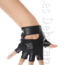 Женские черные перчатки без пальцев