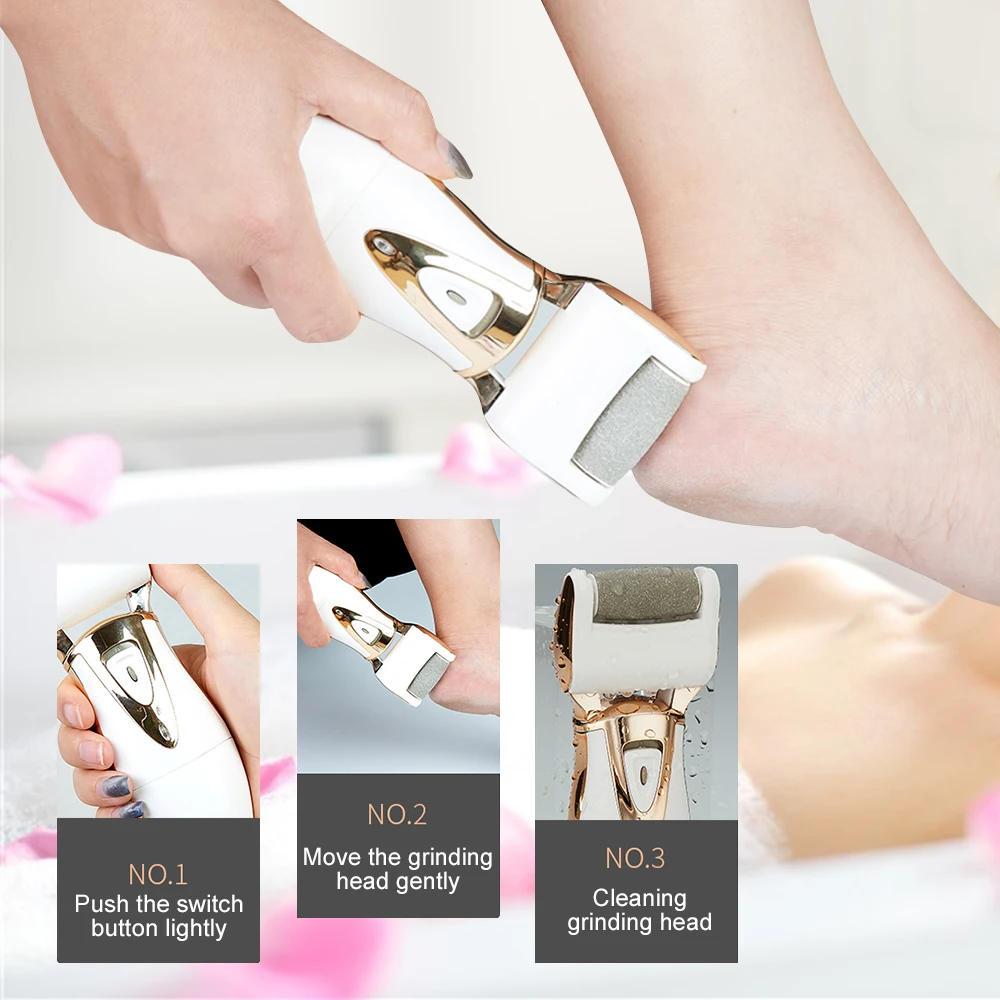 

Electric Foot Polisher Exfoliation with 5 Roller Heads Dead Dry Skin Removal Electric Heel Cuticles Callus Remover Foot Rasp