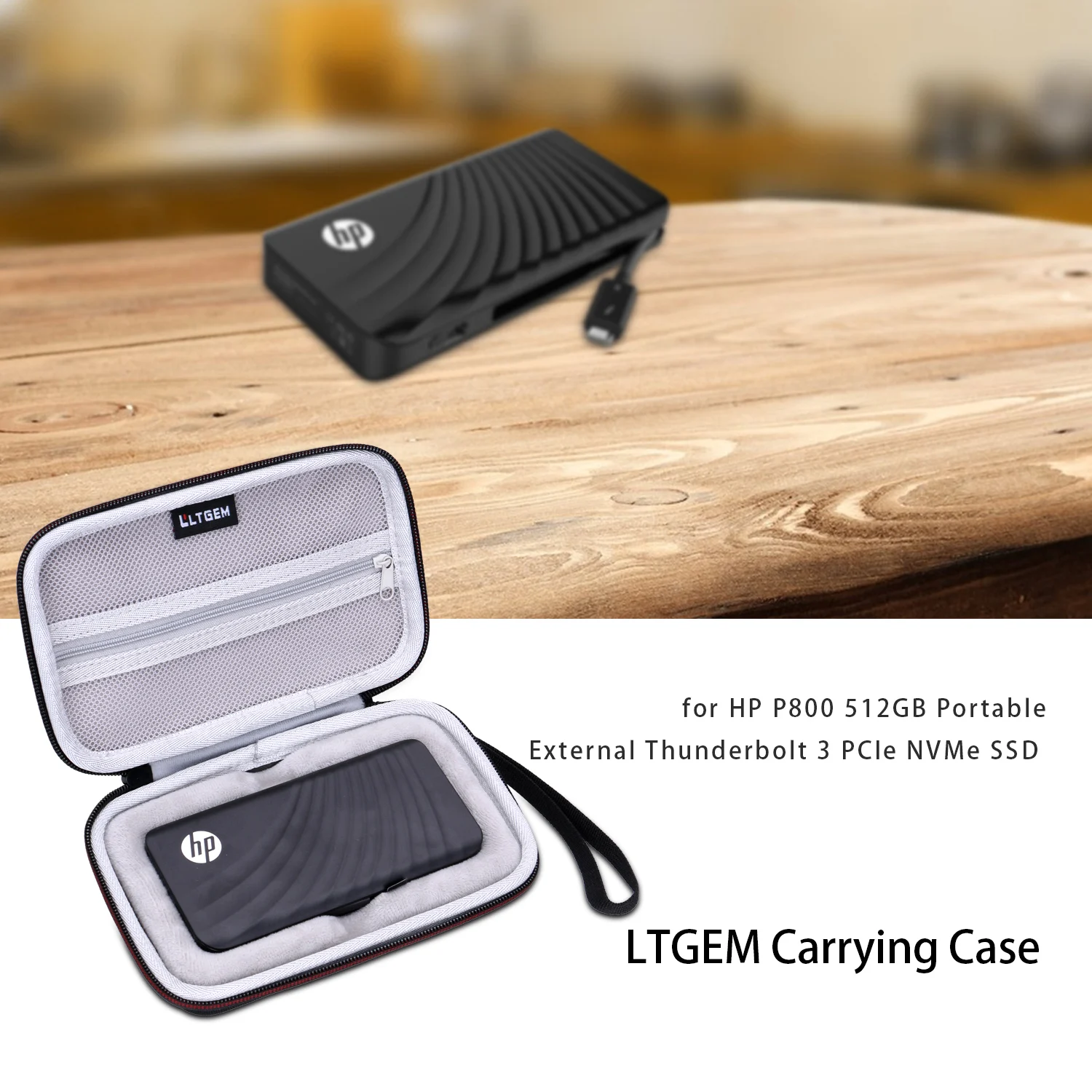 

LTGEM EVA Hard Case for HP P800 512GB Portable External Thunderbolt 3 PCIe NVMe SSD Travel Protective Carrying Storage Bag