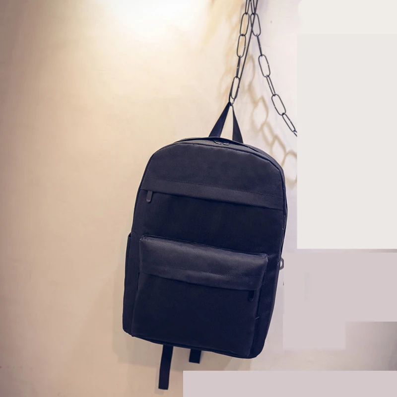 2016 new fashion solid color men and women students backpack bag multifunctional waterproof zipper bag tide