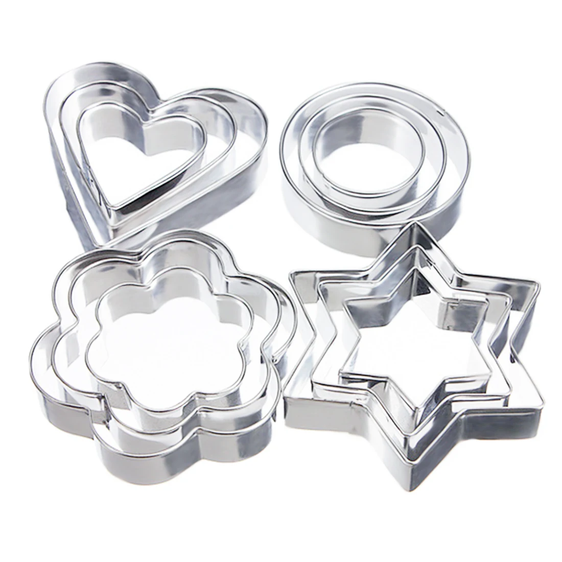 

Hot 12pc/set Baking Molds Stainless Steel Cookie Cutters Biscuit DIY Stencils Star Shape Cake Mold Kitchen Bakeware Pastry Tools