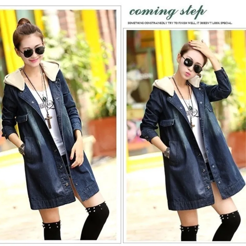 

BAHEMAMI 2015 Autumn Winter Maternity Coat loose big yards detachable hooded denim coat Windbreaker Clothes For Pregnant Women