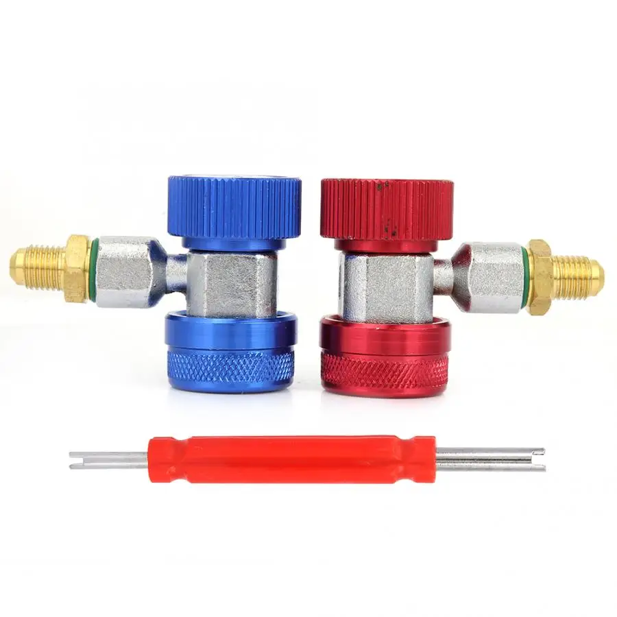 

Blue Low Side Quick Coupler R134A High Low 90 Degree Quick Coupler Adapter Connector A/C Manifold Gauge with Remover Tool