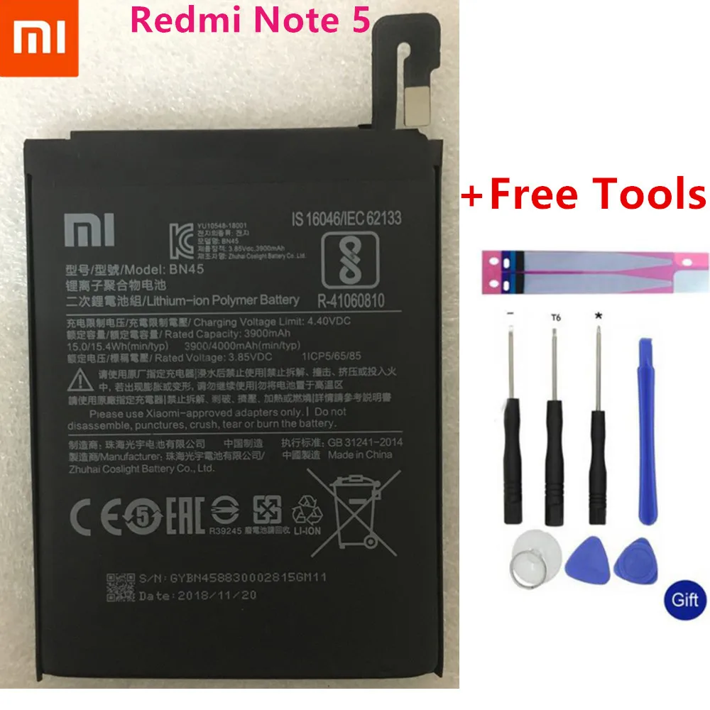 

Xiao Mi BN45 Phone Battery For Xiaomi Redmi Note 5 Note5 Original Mobile Phone Batteries Free Tools