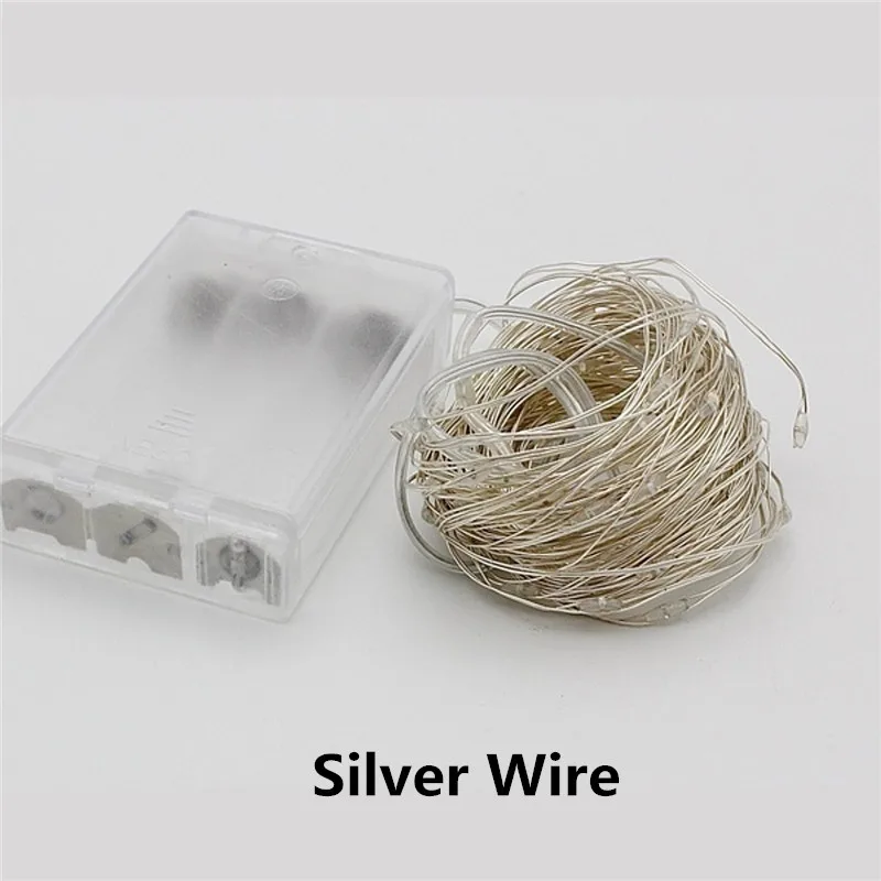 Silver Wire 20 30 40 50 100 светодиодный праздничный шнур AA батарея огни Фея микро светодиодный прозрачный серебристо-медный провод для вечерние рождественские свадьбы - Испускаемый цвет: Silver Wire