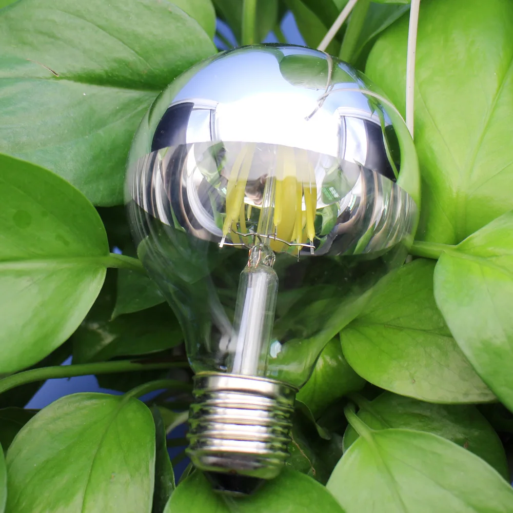 1X 6W LED Light Bulb G80 Edison Silver Half Chrome Bowl Tipped (60W