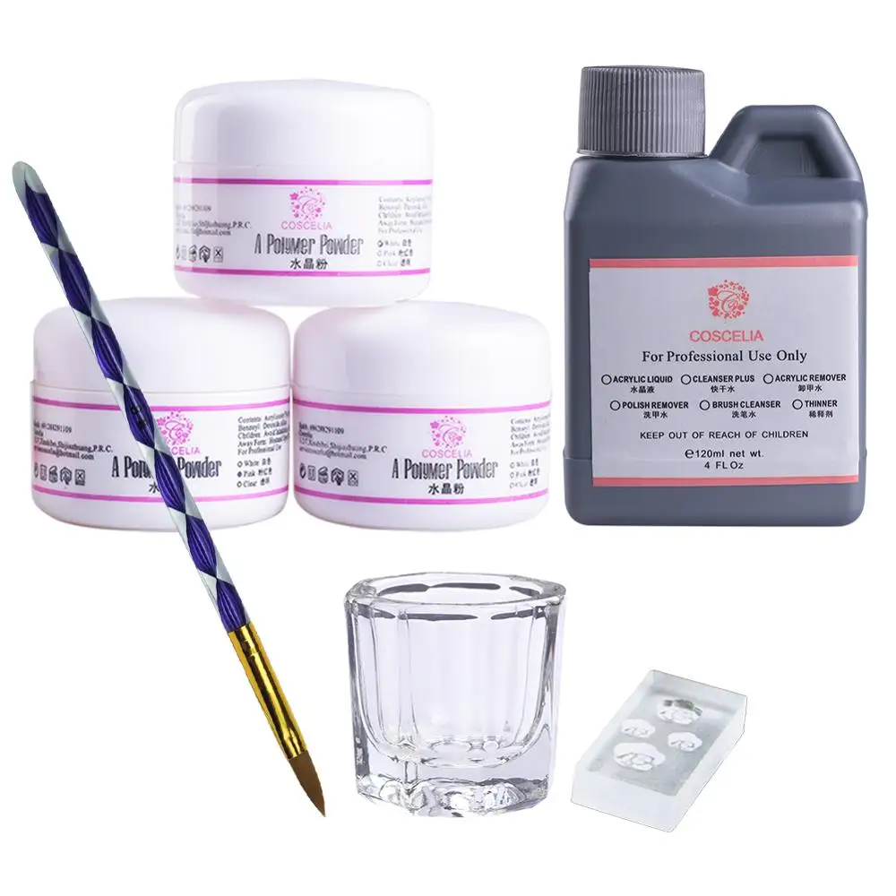 COSCELIA Acrylic Nail Kit Manicure Set Tools For Manicure 75/120ML Acrylic Liquid Set For Nail All For Manicure DIY Tools Brush