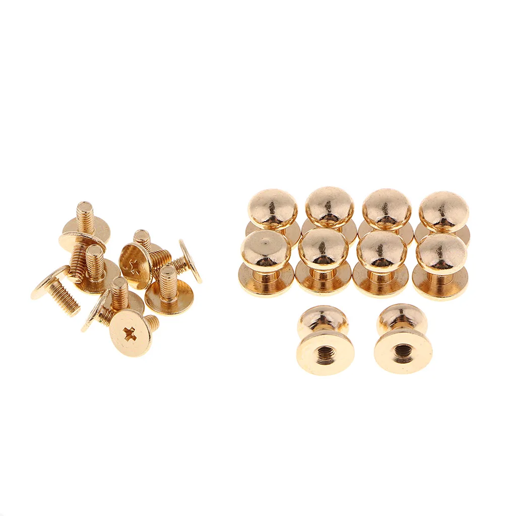 10pcs Brass Round Head Stud Screwback Leather Bag Chicago Screw Nail Rivet