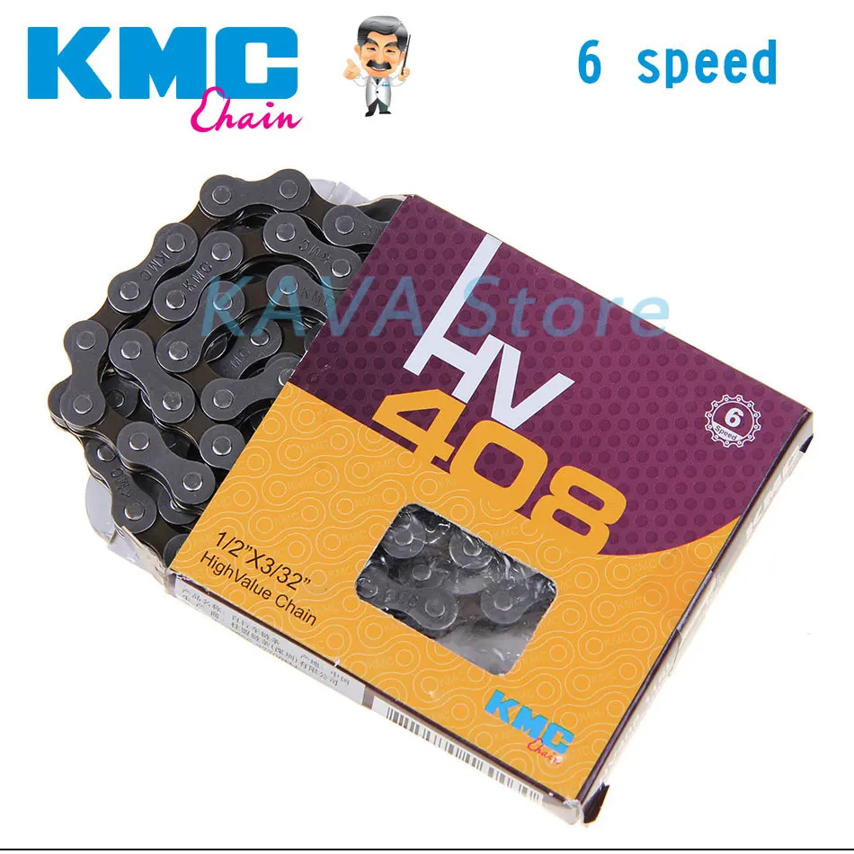 KMC HV408 6 Speed Bicycle Chain Bike Chain for MTB/Road Bike fo Shimano/SRAM 116L /Chain Bike Silver Grey