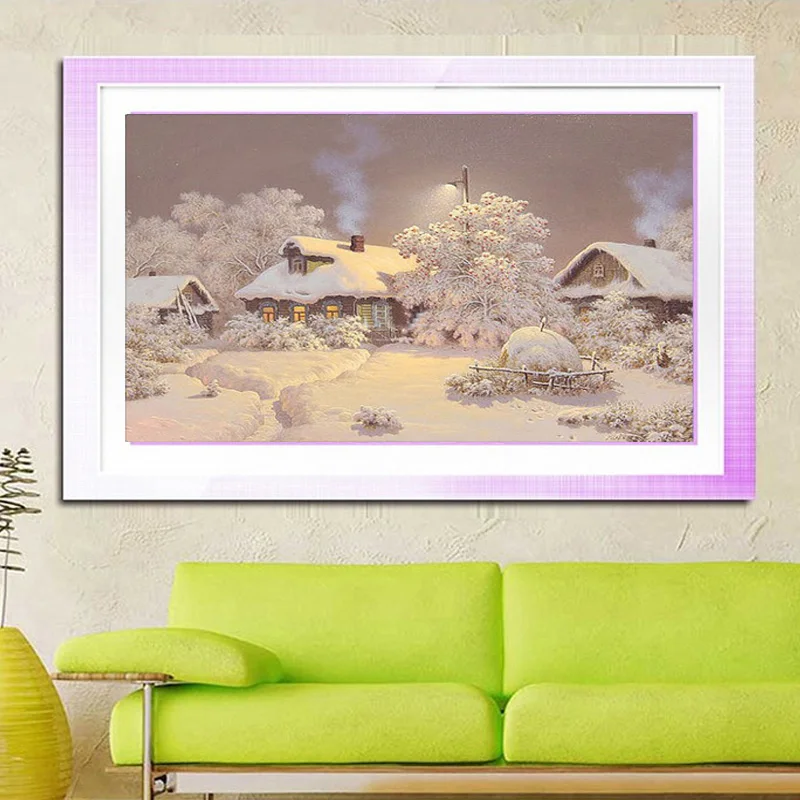 

landscape Snow House Home Decoration 5D DIY Diamond Painting Resin Square Drill Cut Diamond Diamond Embroidery Needlework