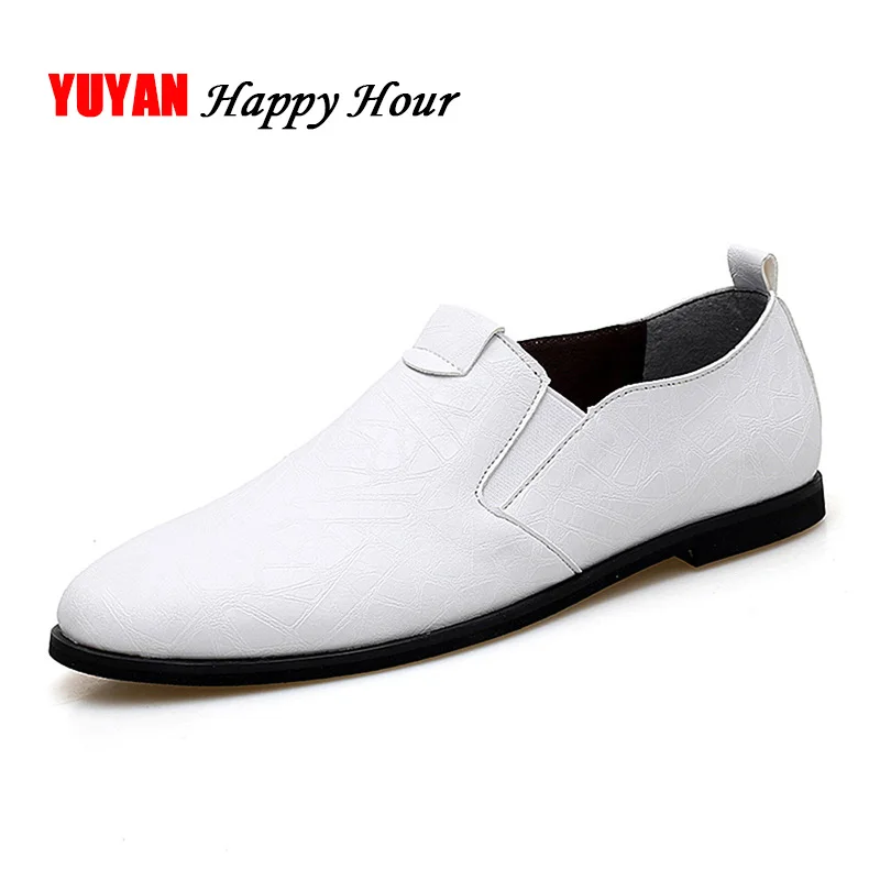 

Fashion Loafers Shoes Men Flat Black White Shoes Brand Lazy Slip on Men's Casual Shoes Man Leather Loafers A282