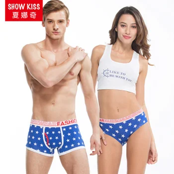 

New couple underwear women panties men boxer shorts five-pointed star underpants for couple