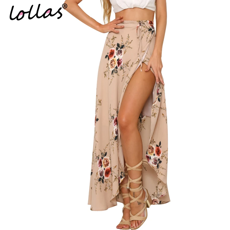 white floral maxi skirt