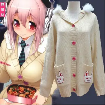 

New Super Sonico Sweet Cute Cosplay Costume Sweater clothes with ears halloween costumes for women girls