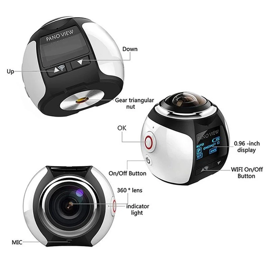 360 экшн камера Wifi мини 2448*2448 Ультра HD панорамная градусов для спорта вождения VR oppo