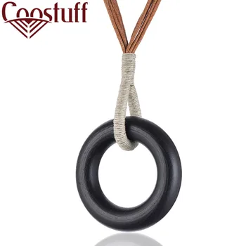 

2018 Beautiful Handmade Braid Rope Women Jewelry Long Necklace Chokers Big Wood Pendant collares mujer choker kolye bijoux femme