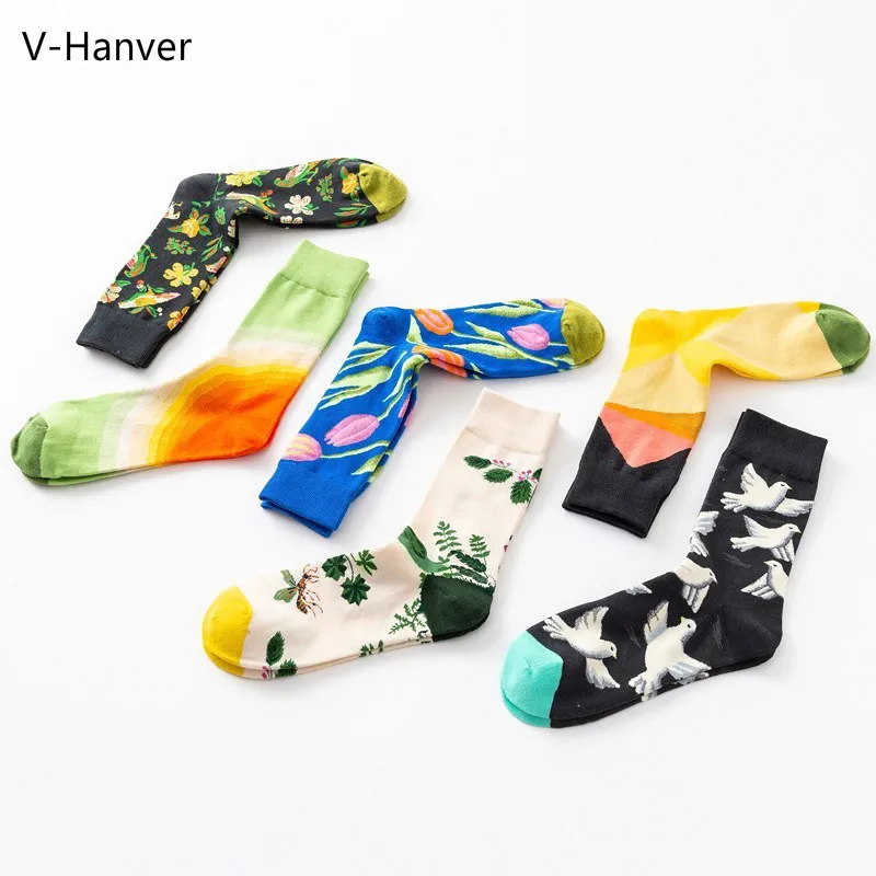 Socks Sports Men Women Tulip,Fresh Spring Season Flora Sock for Male Party Gifts