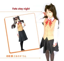 Nuevo Anime Fate Stay Night Tohsaka Rin Anime Cosplay Completo Set para las mujeres vestidos disfraces 3 en 1 chaleco + camisa + falda