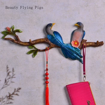

Happy Chinese creative wall hangings magpie branches wall coat rack row hook bedroom clothing store wall decoration hook
