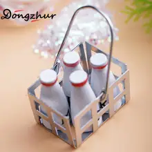 Четыре бутылки детского домика мини молочная корзина кукольный домик миниатюрная 1:12 мебель фаст-фуд игрушка Дерево кукольный домик аксессуары ingbaby