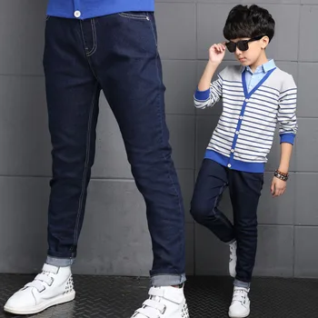 

Kids Boys Jeans Trousers Spring and Autumn Children's Pants Baby Boy Jeans Navy Blue Color 3-10 Ages