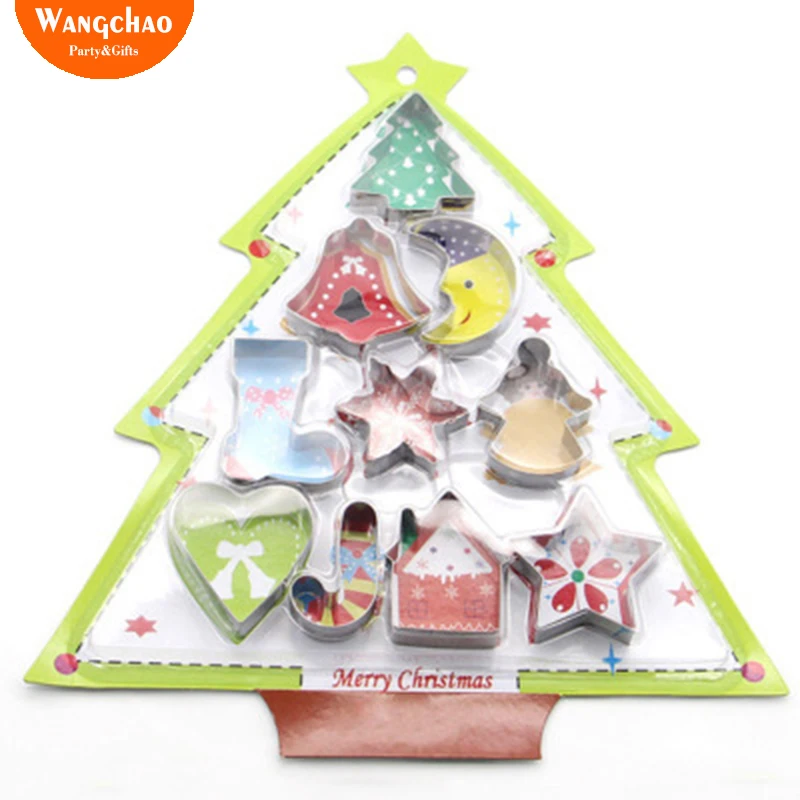 

10pcs/set Christmas Tree Cake Baking Tool Stainless Steel Cookie Cutting Die Baking Mold Christmas Decorations Christmas Deals