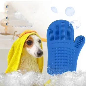 

Pet silicone bath brush gloves Teddy five fingers to hair removal brush cleaning supplies dog bath massage brush