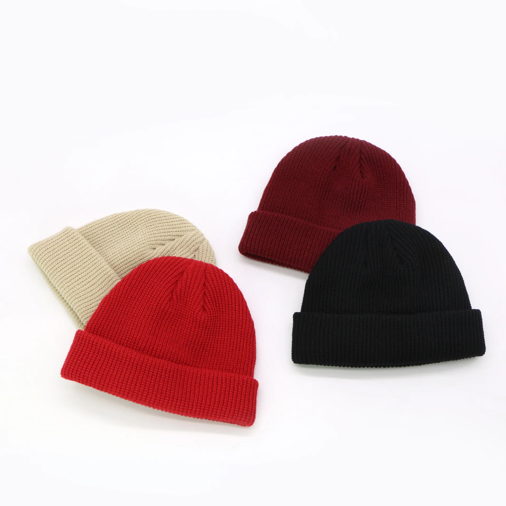 Style Beanies Knitted Hats Solid Color Caps For Autumn Winter Men Short Head Cap Outdoor Warm Street Head Leisure Women Hat