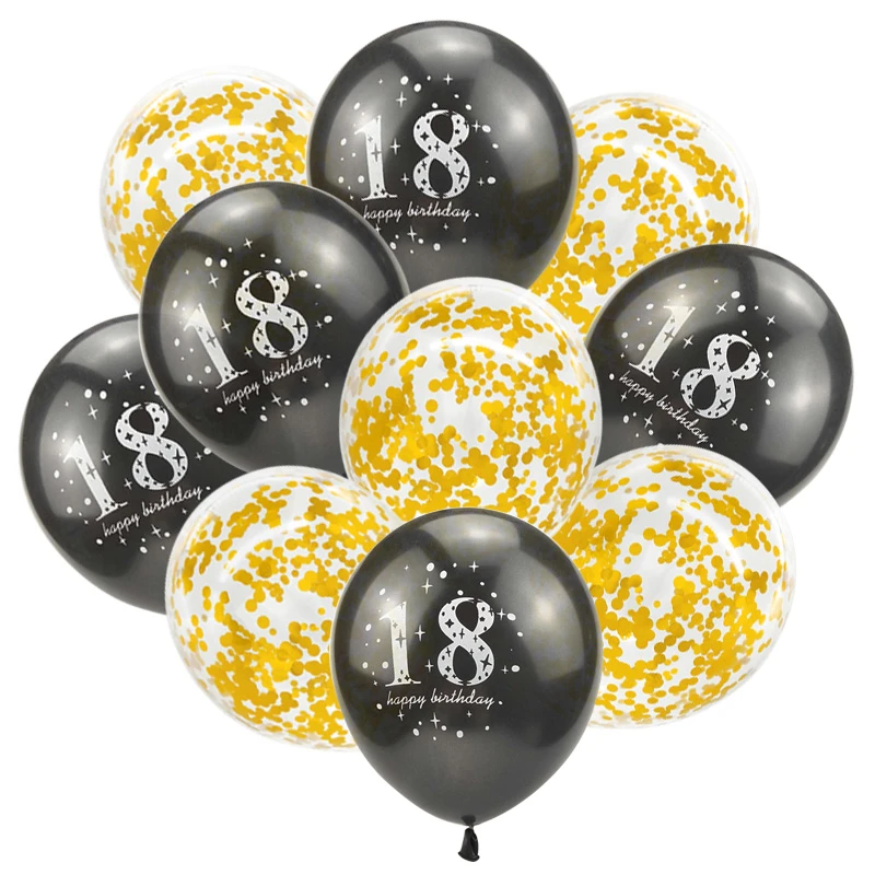 10 Pieces Joyeux 18th Anniversaire Confettis Ballon Ensemble Fille Garcon 18 Ans Rose Or Noir Latex Ballon Anniversaire Fete Decor Globos Aliexpress
