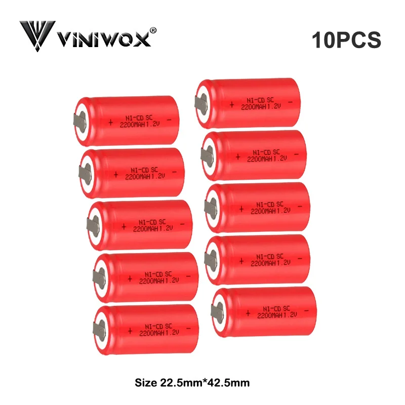 Электрические батареи 1,2 V SC 2200mAh Ni-CD аккумуляторные батареи Электроинструмент батареи Subc батареи хорошего качества DIY к батарейным пакетам