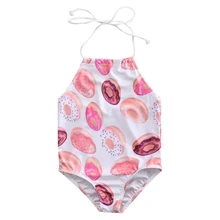 Цельный купальник для маленьких девочек, бикини с бретельками и принтом, Новинка