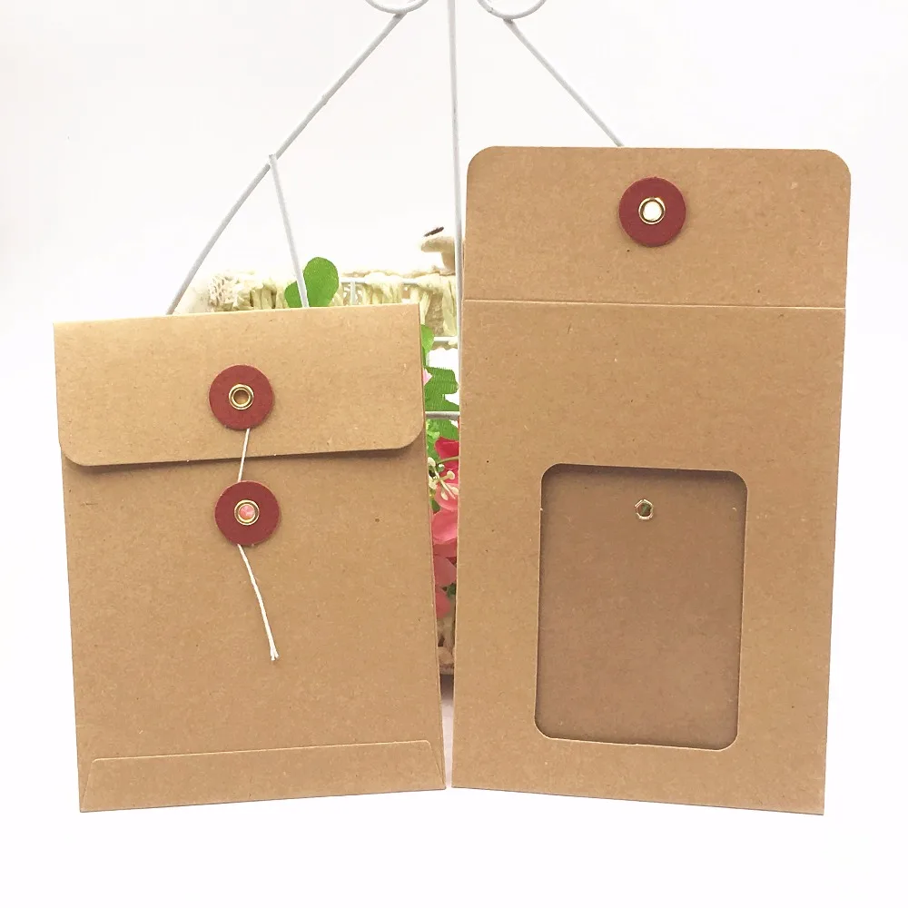 50pcs 14*10.5cm Kraft Paper Jewelry Bags Blank Jewelry Displays