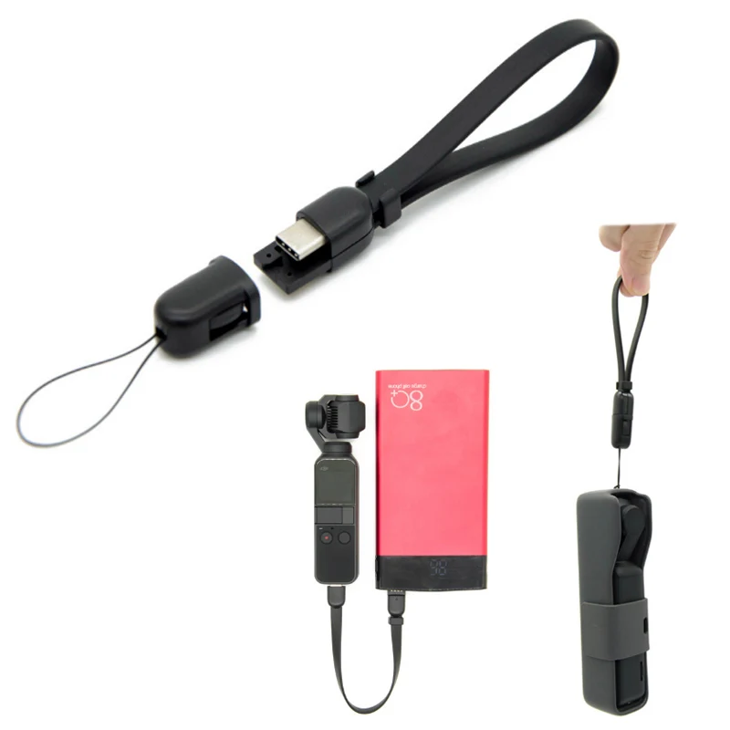 

2in1 OSMO POCKET Type-C Fast Charger Cable USB Data Cable for DJI OSMO POCKET Handheld Gimbal Anti-lost Wrist Strap Lanyard