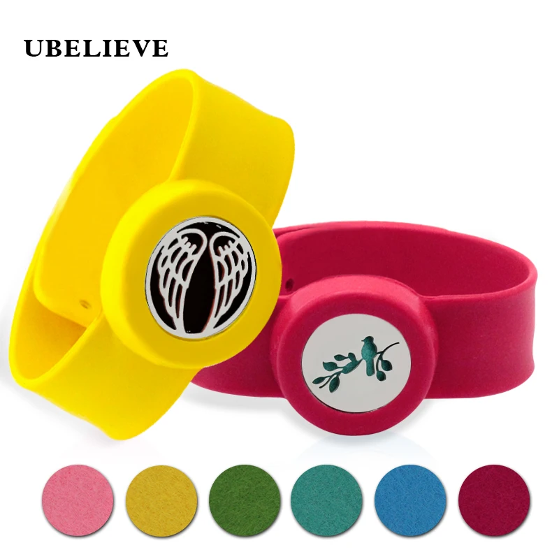

Stainless Steel Locket Silicone Wristbands Wings Design Adjustable Mosquito Repellent Bangle Essential Oil Diffuser Bracelet