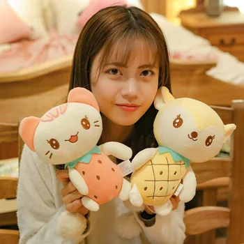 

23/30/40/50cm Cartoon fruit deer cat Peraonal plush toy soft animal pineapple Strawberry children kid girl Lovely Birthda