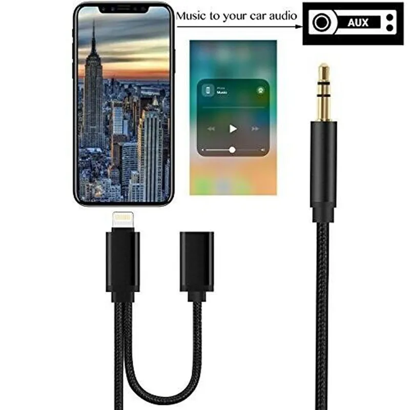 2в1 кабель Lightning для Aux 3 5 мм и Apple IPhone 6/6 s/6splus/7/8/7 Plus/8 Plus/X/Xs/Xr/Xs Max 1 м наушники|Сумки