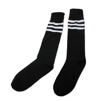 

1 Pair Casual Black Stripe Over Knee Socks Men Women Tube Long Sock Baseball Running Sport Black Hot