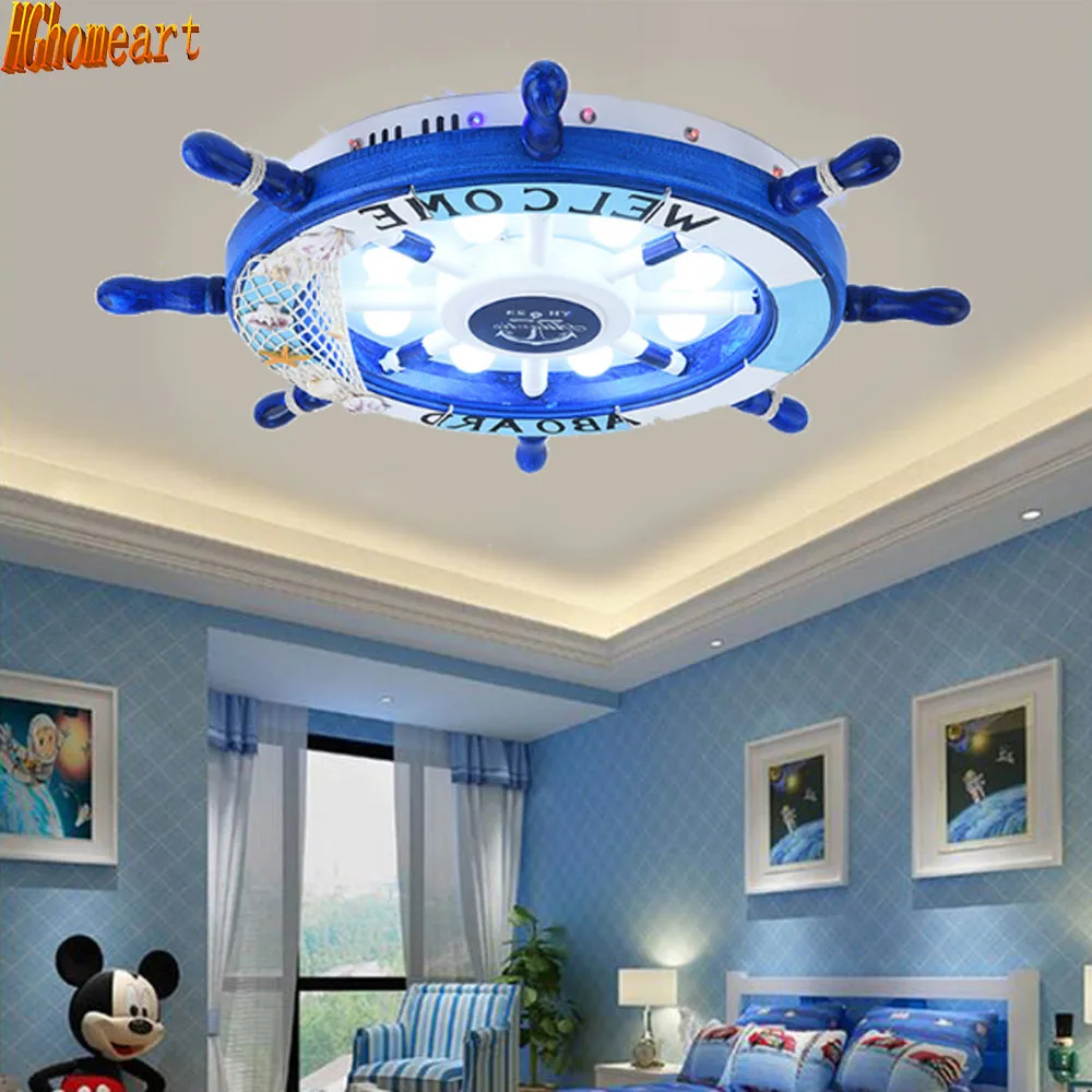 

Mediterranean Style Cartoon Ceiling Light Children's Room LED Creative Rudder Baby Room Eye Protection Lamp Energy Saving Lamp