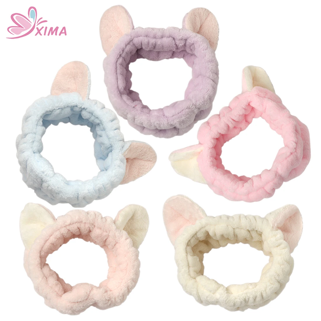 XIMA 1PC Cute Cat Ears Headband Wash/SPA/Make Up Headband for Women