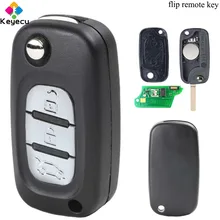 KEYECU Flip Folding Remote Key – 3 Buttons & 434MHz & PCF7961 Chip & VA2 Blade – FOB for Renault Scenic III Megane III 2009-2015